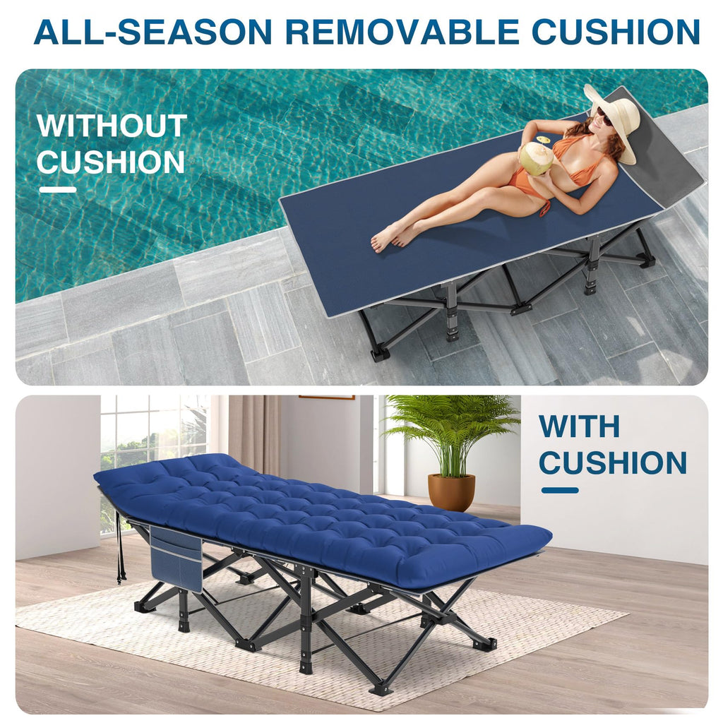 Oversized XXL Folding Camping Cot with Mattress and Pillow C23999