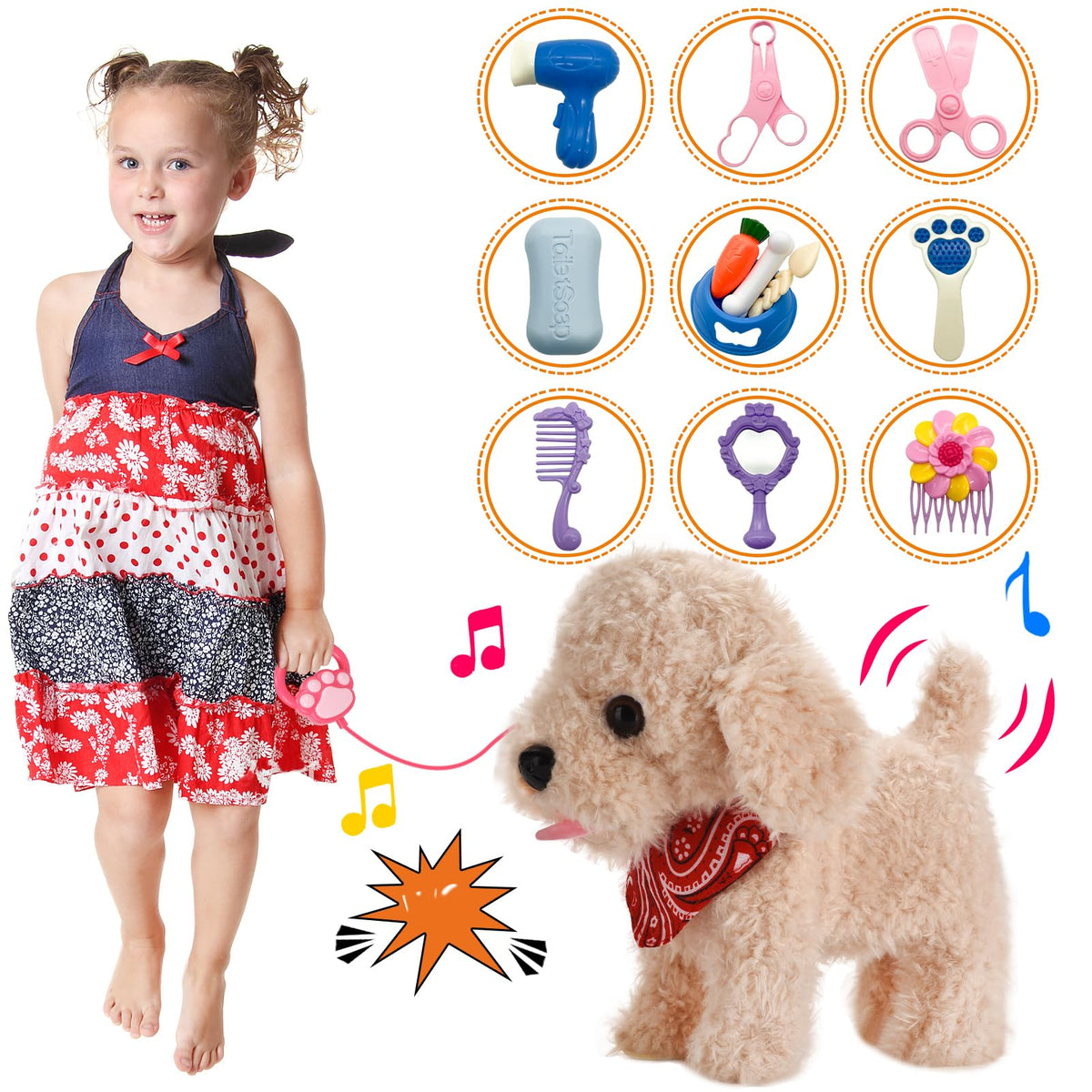 Interactive Walking Plush Puppy Toy D8086