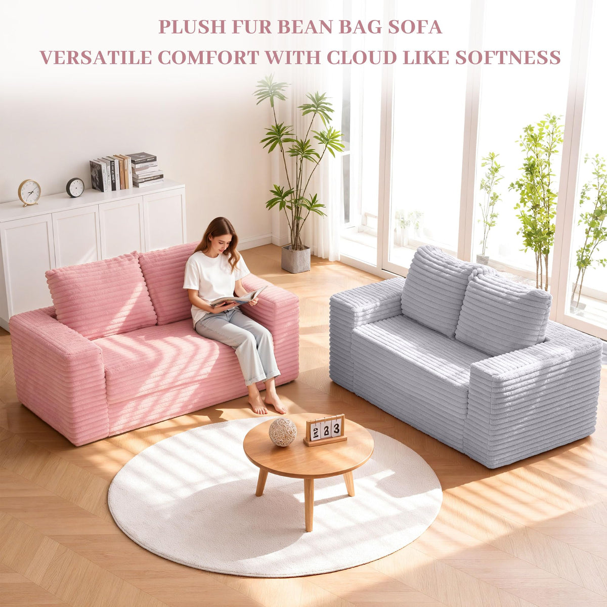 62" Pink Convertible Folding Sofa Bed X678763