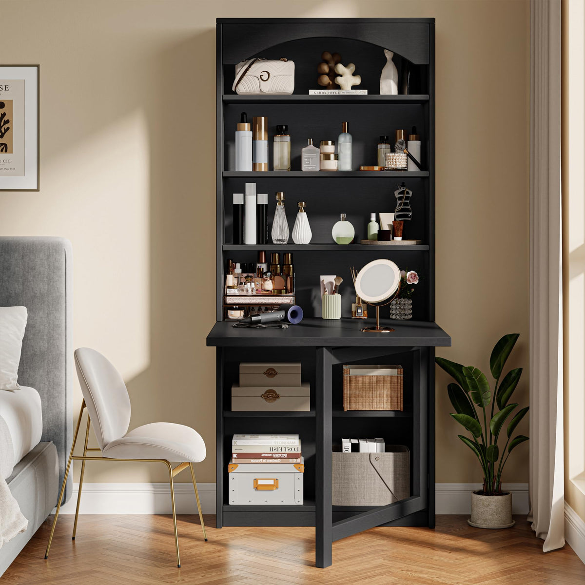 Black Folding Desk with Storage H665709