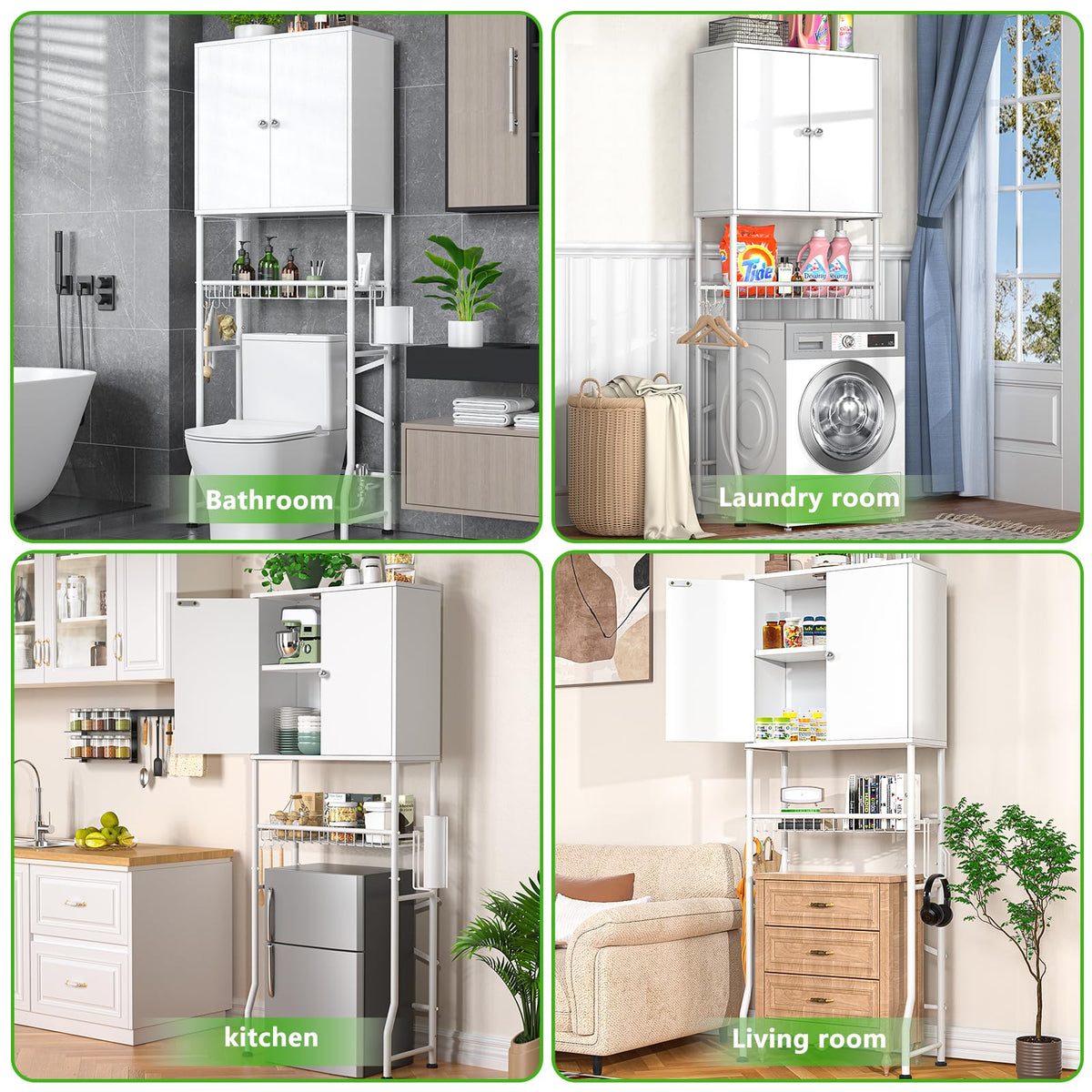 White 2-Door Over The Toilet Storage Cabinet F4634