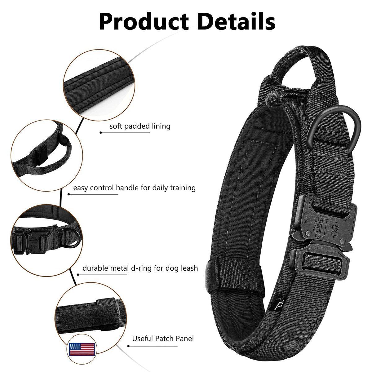 Adjustable Nylon Tactical Dog Collar with Control Handle F70459