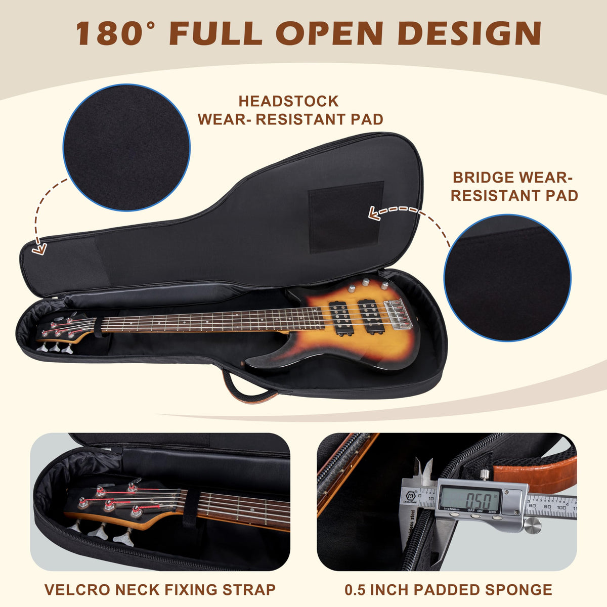 0.5" Thick Padded Bass Gig Bag L7114