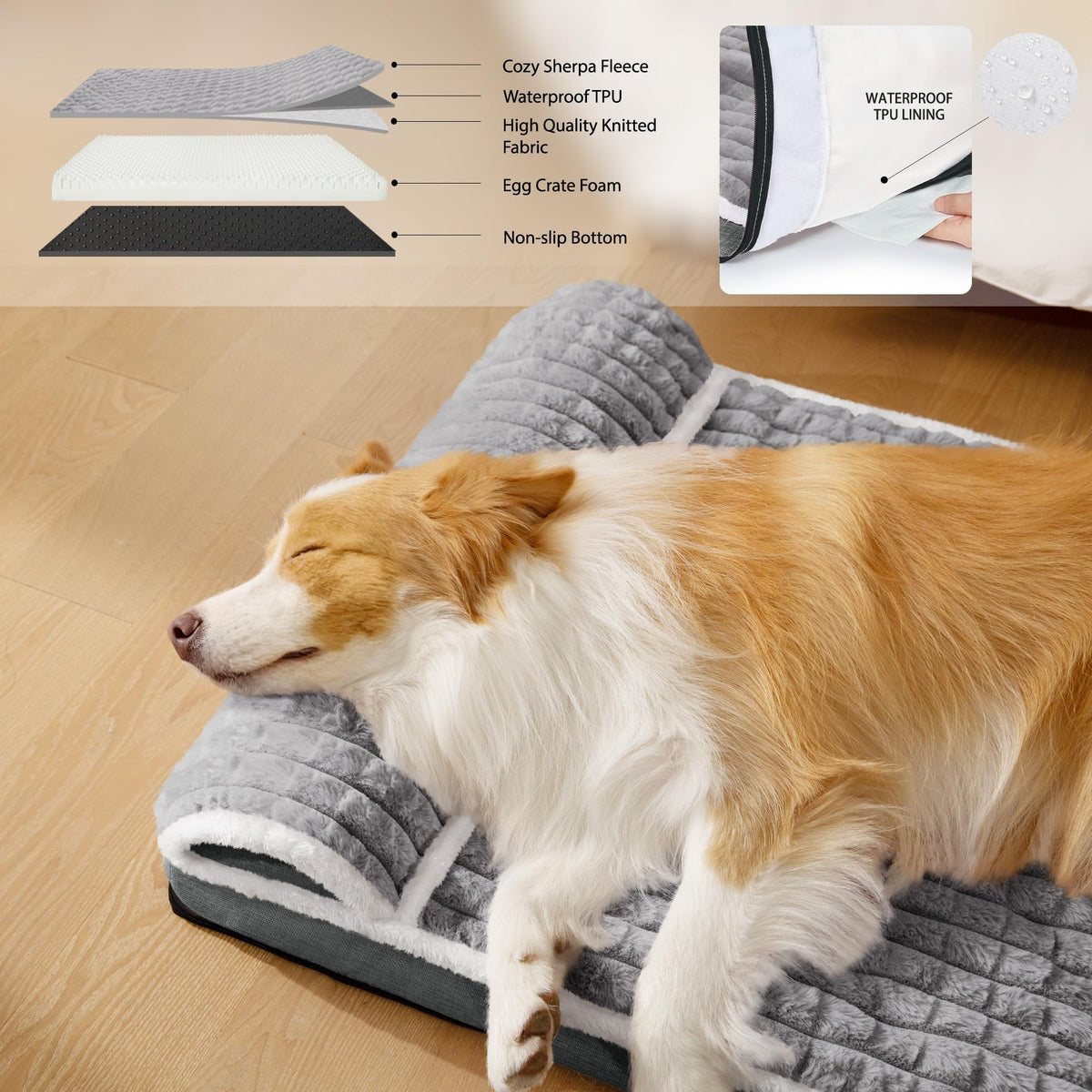 Large Dog Bed 36''X24'' Grey R7005