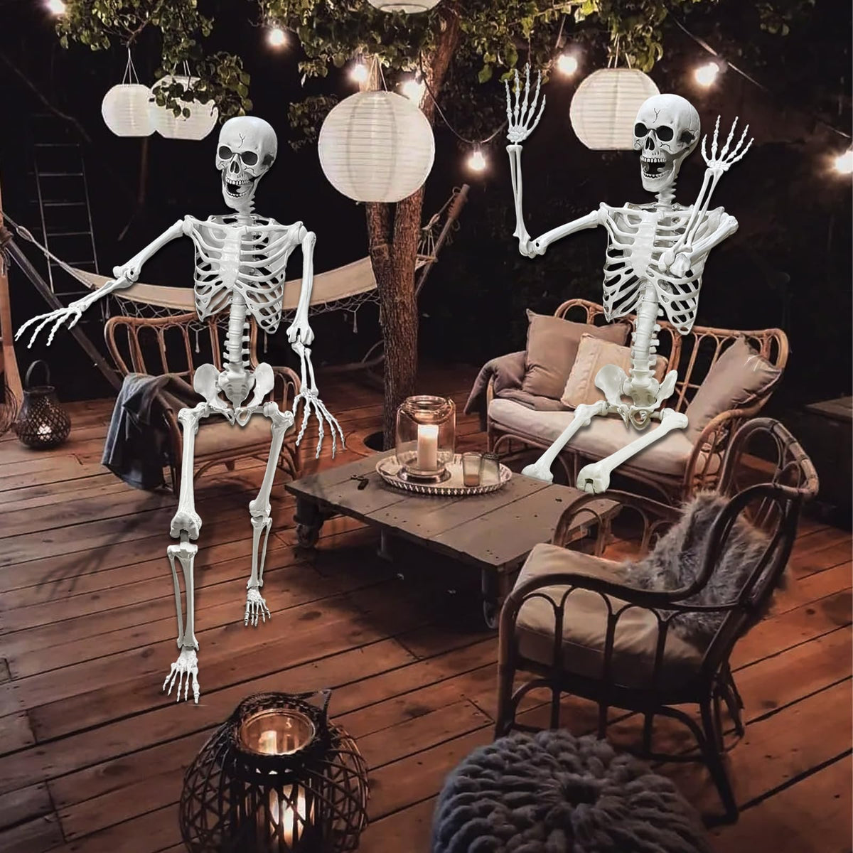 5.4Ft Poseable Life Size Human Skeleton with Rope X28574