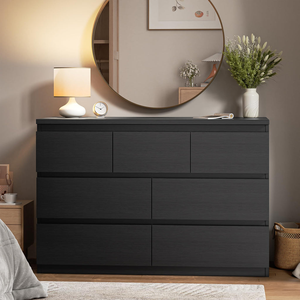 Black 7 Drawer Wood Dresser X2229