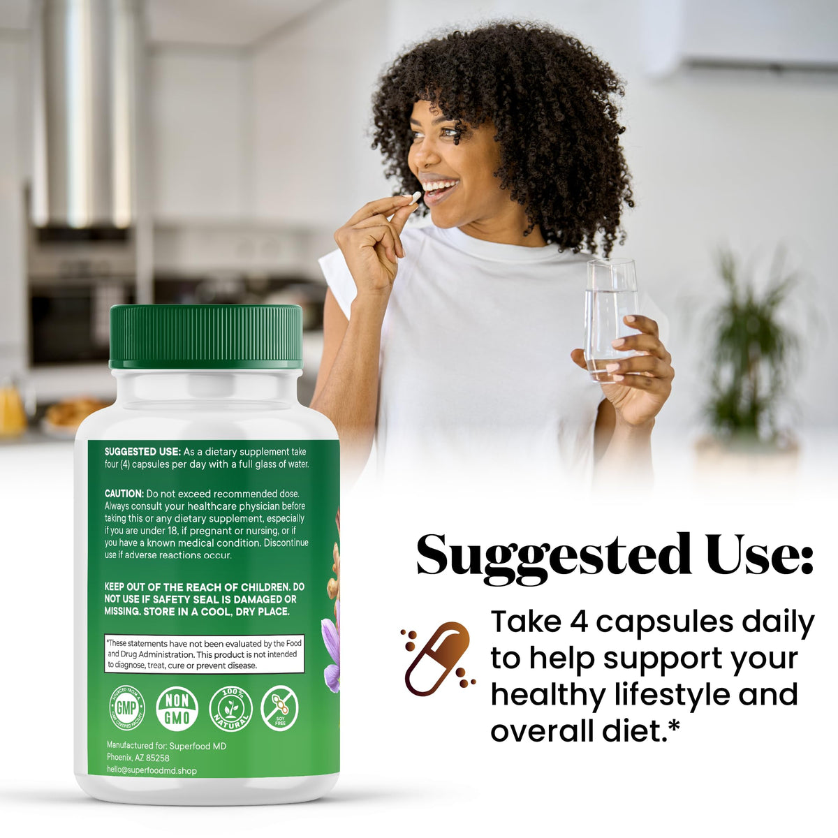 240 Capsules Turmeric Ginger Boswellia Saffron Holy Basil Nettle Supplement Z1175