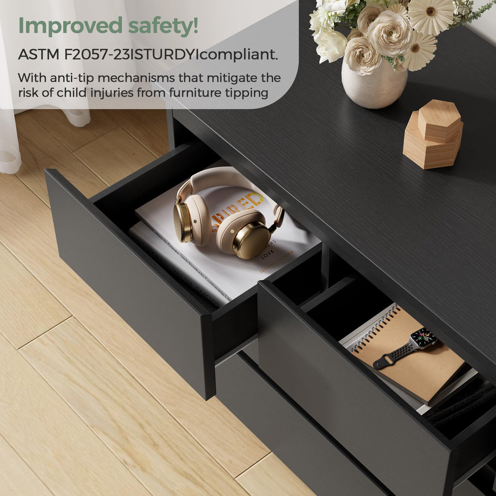 Black 7 Drawer Wood Dresser X2229