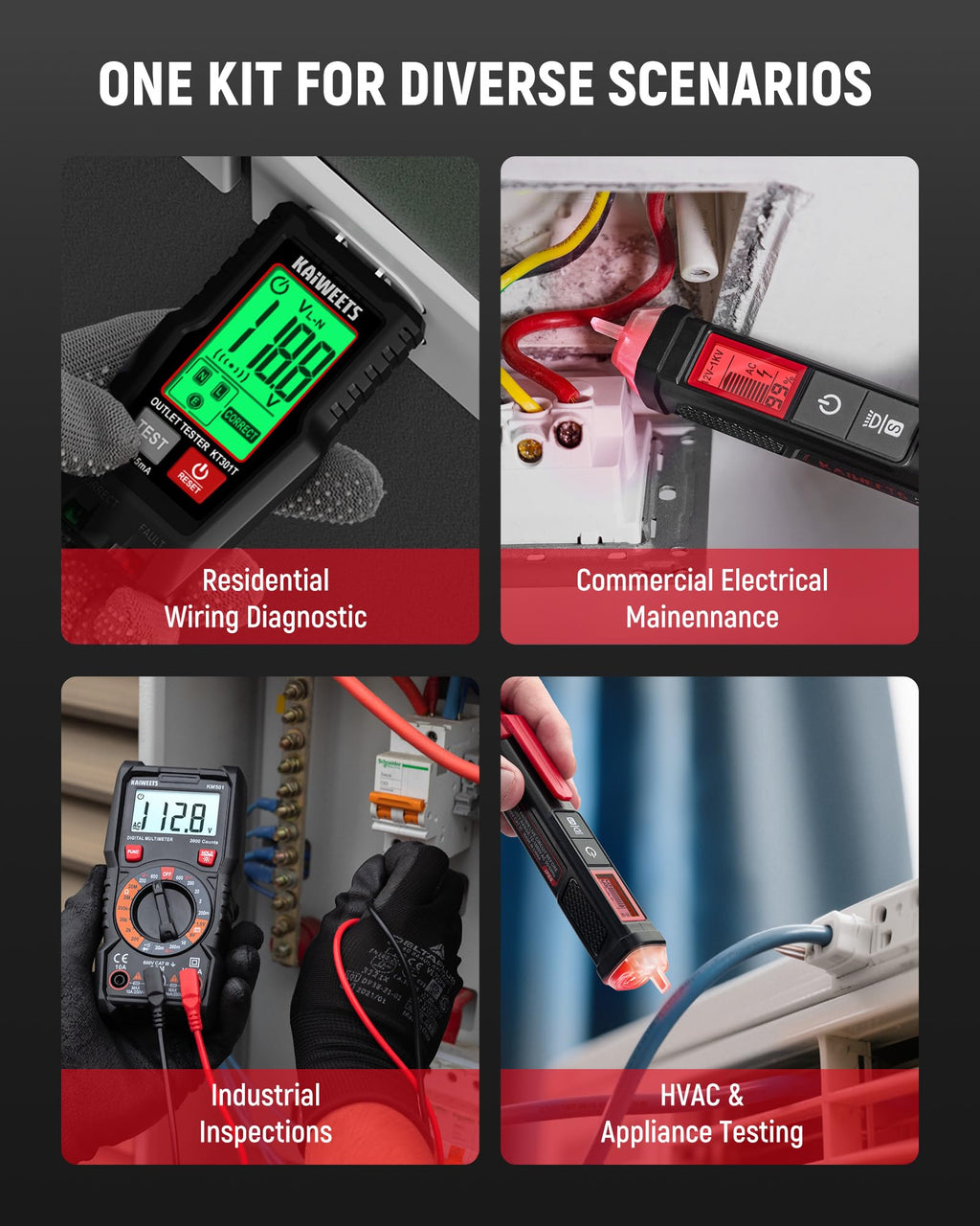 Digital Multimeter Non-Contact Voltage Tester GFCI Outlet Tester Kit W465993