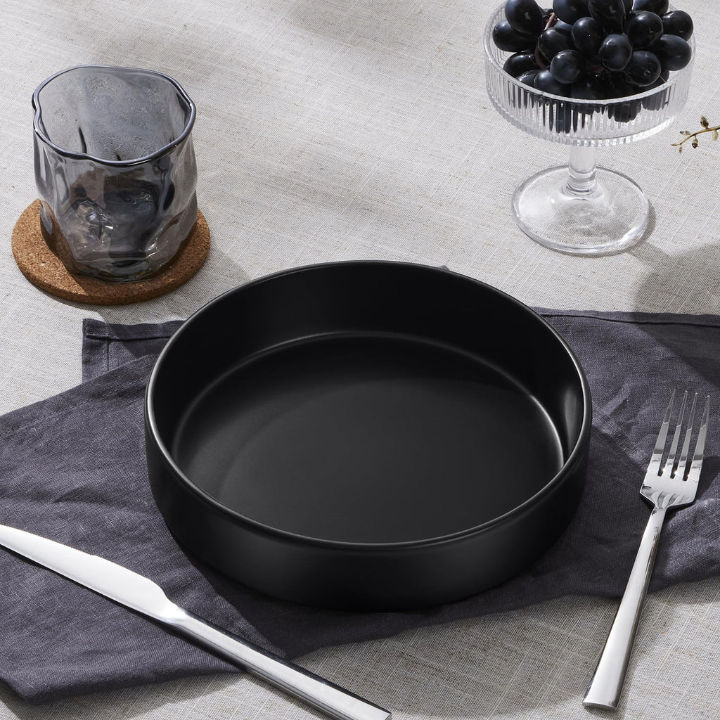 Black Ceramic Pasta Bowls Set of 4 Q75912